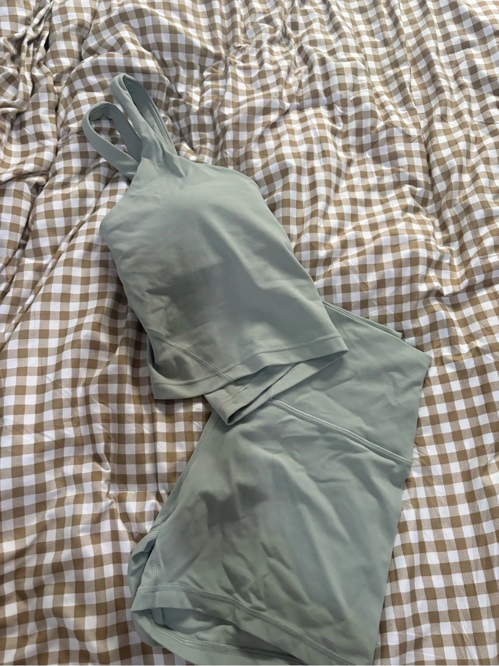 Lululemon Align top and high rise shorts in fog green only worn once